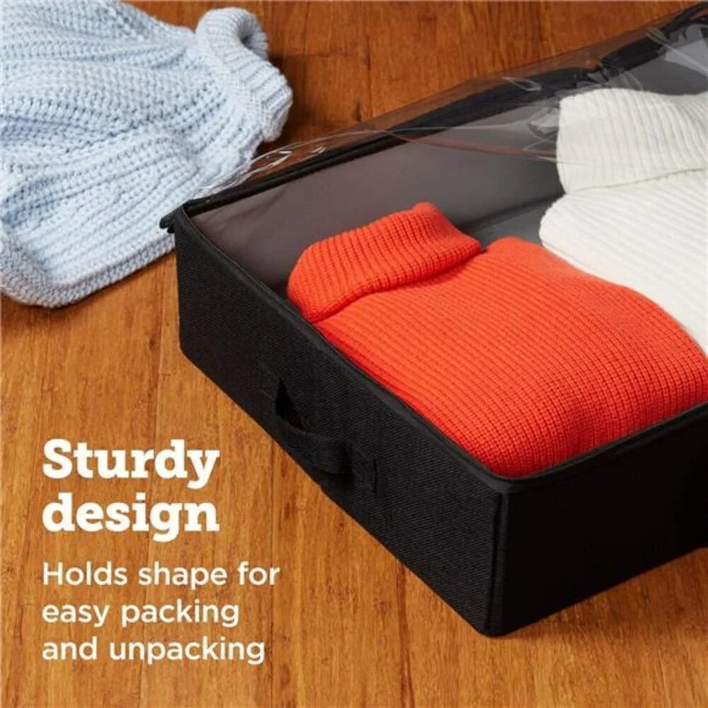 storageLAB Under Bed Storage Bins Clothes Organizer Set with Zipper Handles
